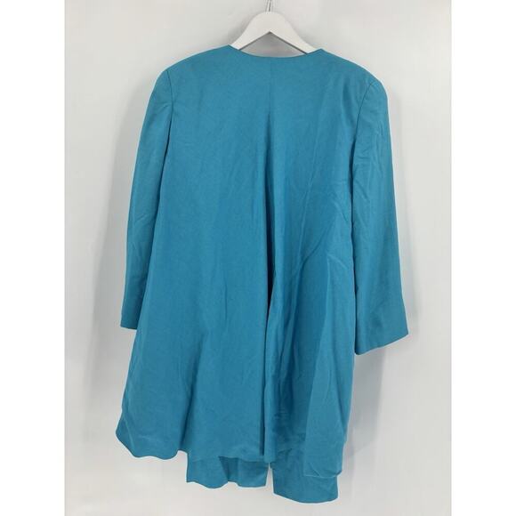 Christian Dior Vintage 90s Skirt Jacket Set Womens 10 Blue Rhinestone Button - Picture 13 of 16